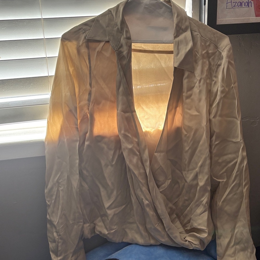 Classiques Entier Cream Satin Wrap Blouse